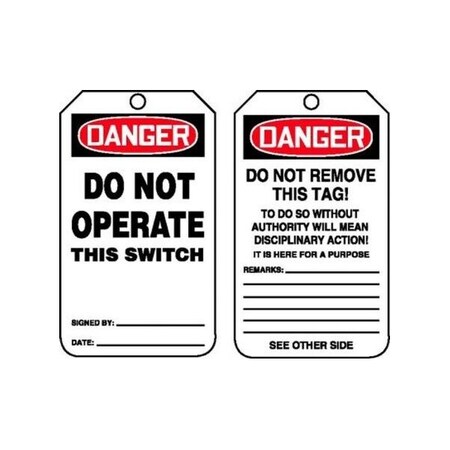 Accuform Danger, RP-Plastic, 3-1/4 in Width, 3/8 in Height, , 5 PK MDT113LPM